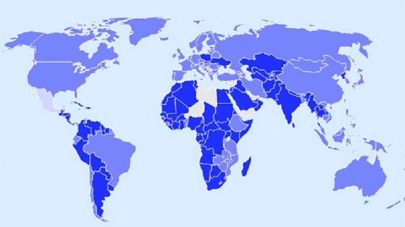 Mapa mundial interactivo COVID-19 de IATA con restricciones de viaje por país