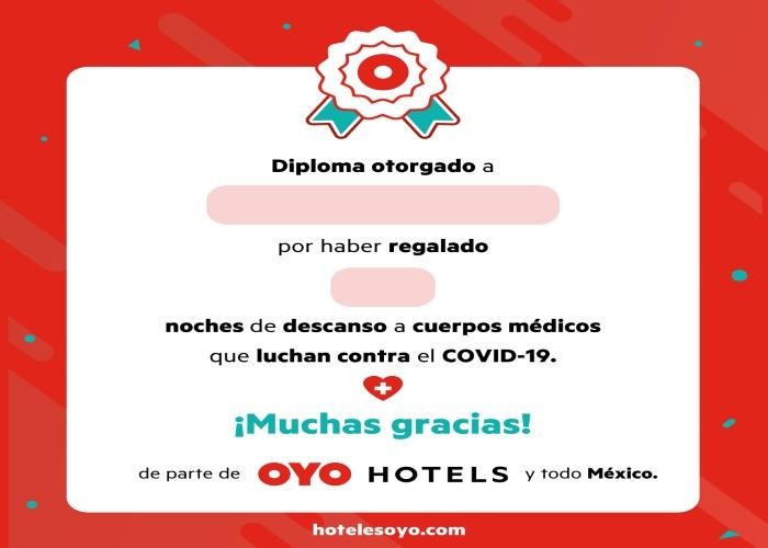 Invita OYO Hotels a los mexicanos a regalar más noches de hospedaje al personal médico